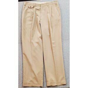 Orvis Men's‎ Beige Khaki Pants, Size 38, Pleated Front, 100% Polyester